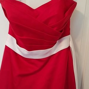 Red, strappless, bridesmaid formal prom dress sz 8